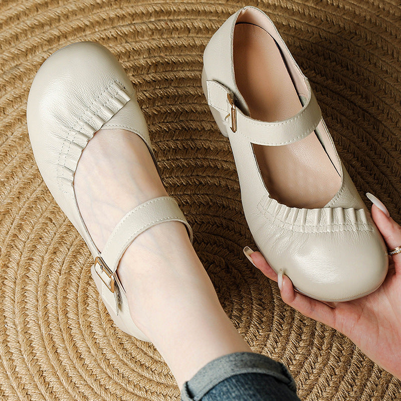 נעלי מרי ג'יין לנשים עם עקב בלוק – עור, ידידותיות לבוהן קלובה