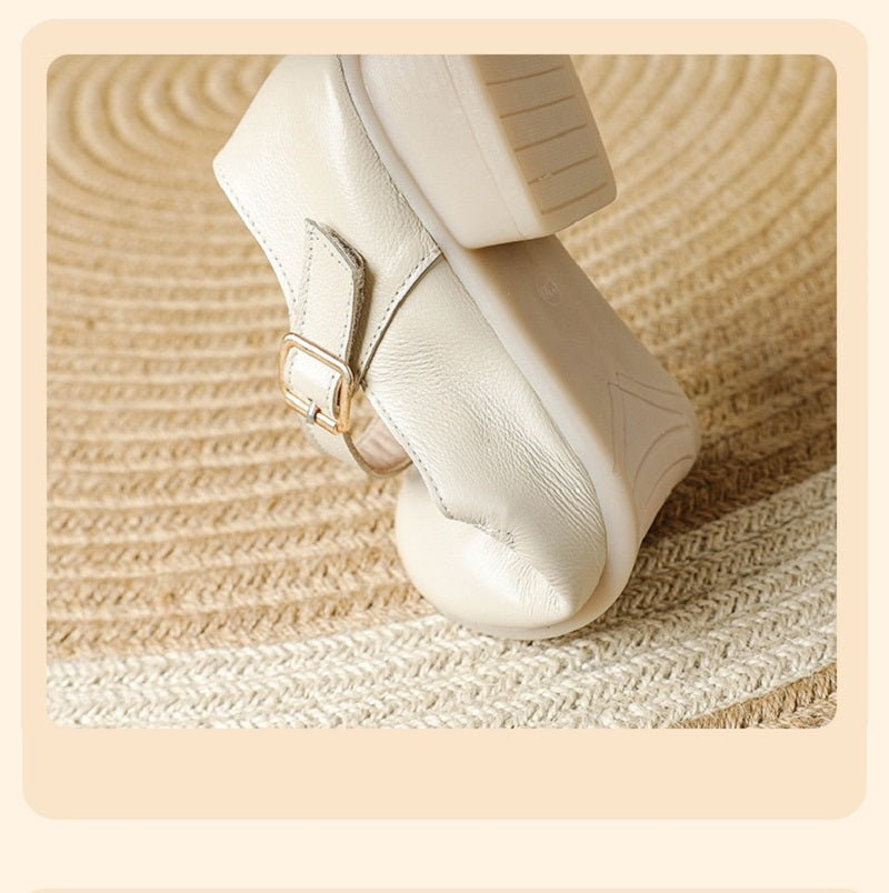 נעלי מרי ג'יין לנשים עם עקב בלוק – עור, ידידותיות לבוהן קלובה