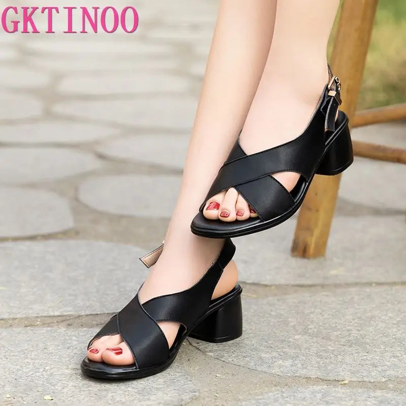 GKTINOO — סנדלי פלטפורמה, עור / מיקרופייבר, סגנון משרדי